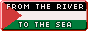 From the river to the sea Palestine will be free! over the Palestinian flag.